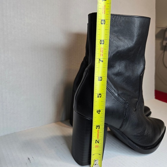 MANGO MNG NEW Black Leather Block Heel Ankle Boots Size 40 US 9.5 - Picture 6 of 10